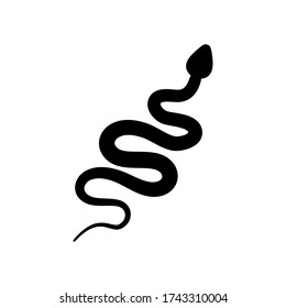 Black silhouette snake vector illustration isolated on white.