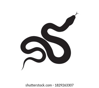 Black silhouette of a snake, vector isolated on white