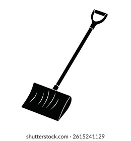 Black Silhouette Of A Snow Shovel Tool On A White Background Vector