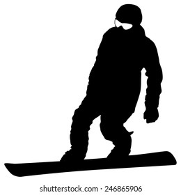 Black Silhouette Snowboarder On White Background Stock Vector (Royalty ...