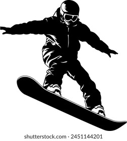 silueta negra de un snowboarder sin fondo