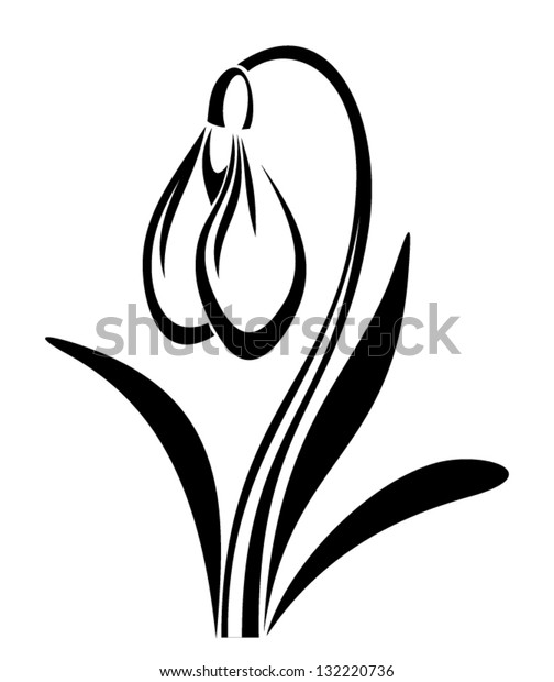 Download Black Silhouette Snowdrop Flower Vector Illustration Stock ...