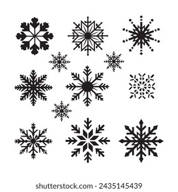 A black silhouette Snowflake set