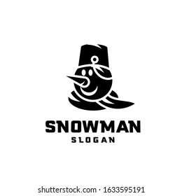 black silhouette snowman character logo design
