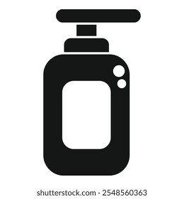 Black silhouette soap dispenser with label for mockup design, simple icon