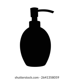 Black silhouette of a soap dispenser, perfect for hygiene, health, bathroom, and cleaning designs.