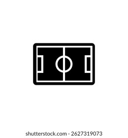 Black silhouette of a soccer field layout for sports and game strategy concepts