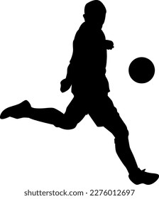 Black silhouette of soccer player on white background