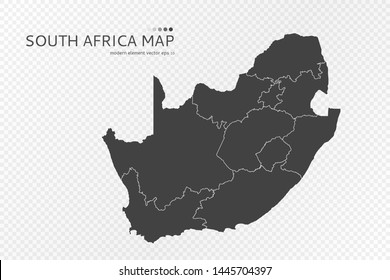 Black silhouette of South Africa map on transparent background. EPS10 vector file organized in layers for easy editing.