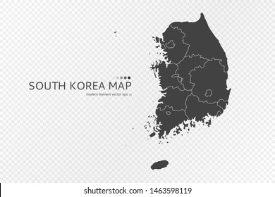 Black silhouette of South Korea map on transparent background. EPS10 vector file organized in layers for easy editing.