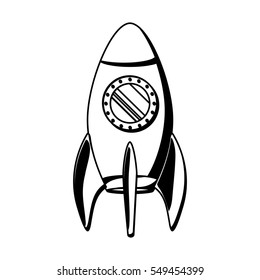 black silhouette spaceship with round hatch