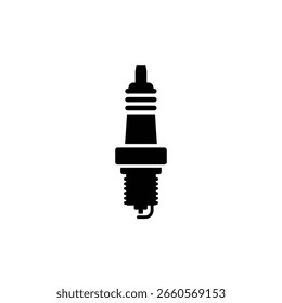 A black silhouette of a spark plug is centered on a white background.