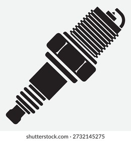 Black silhouette of a spark plug on a light gray background ignition engine