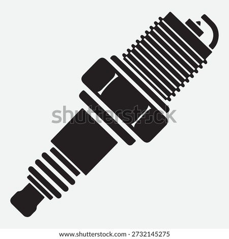 Black silhouette of a spark plug on a light gray background ignition engine