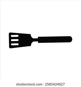 Black Silhouette of Spatula Icon Isolated on White Background