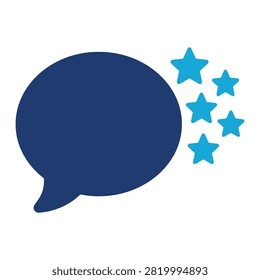 Black silhouette of a speech bubble icon with decorative stars