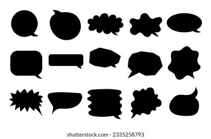 Black silhouette speech bubble vector illustration. Modern geometric shapes set.