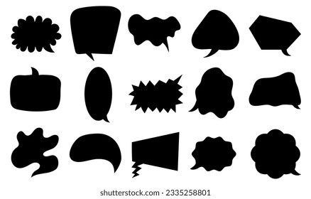 Schwarze Silhouette Sprache Blase Vektorgrafik. Moderne geometrische Formen setzen.