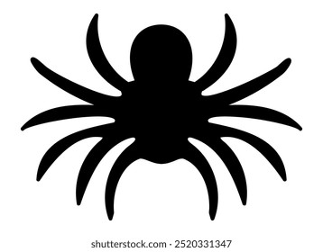 Black silhouette of spider isolated on transparent background