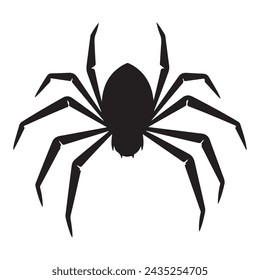 A black silhouette spider vector.