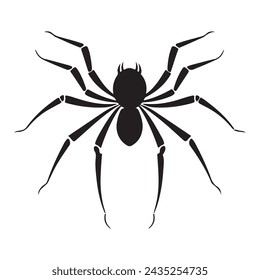 A black silhouette spider vector.