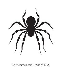 A black silhouette spider vector.