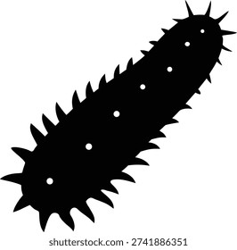 Black Silhouette of a Spiky Cucumber 