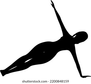 Black Silhouette of A Sporty Woman with Ponytail Doing Yoga Poses as Daily Routine