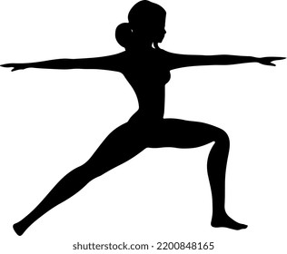 Black Silhouette of A Sporty Woman with Ponytail Doing Yoga Poses as Daily Routine