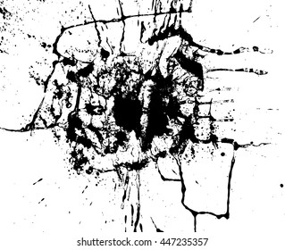 Black silhouette spot with droplets, smudges, stains, splashes.