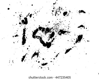 Black silhouette spot with droplets, smudges, stains, splashes.
