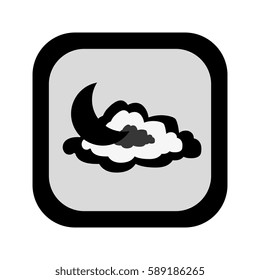 black silhouette square frame with moon and cloud