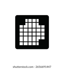 Black silhouette of a square grid with missing squares on a white background