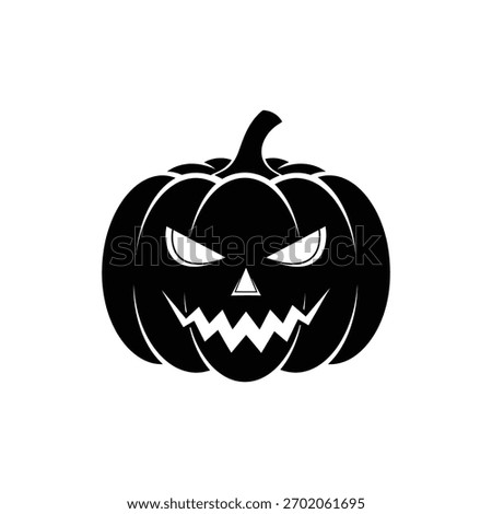 Black silhouette squat jack o lantern pumpkin icon