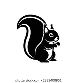 Black silhouette of a squirrel standing