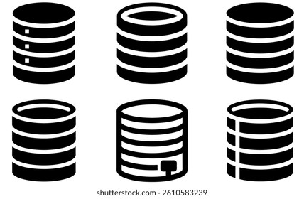 Black Silhouette Stack of Coins Icons Set