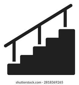 Black silhouette of staircase with railing icon stairs steps