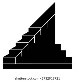 Black silhouette of a staircase viewed from the side, representing steps, progress, ascent, or a gradual increase.