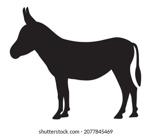 black silhouette of a standing donkey