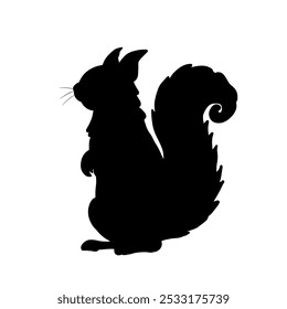 A black silhouette of a standing squirrel.Vector illustration isolated on white background.