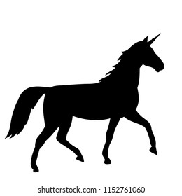 black silhouette of a standing unicorn