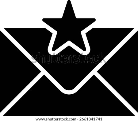 Black Silhouette Starred Email Icon for Office