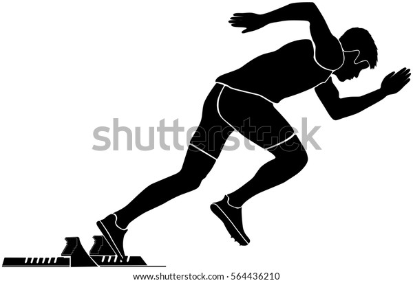 Black Silhouette Start Sprinter Runner Starting Stock Vector (Royalty ...