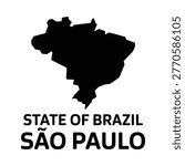 A black silhouette of the state of s o paulo brazil with accompanying text labeling