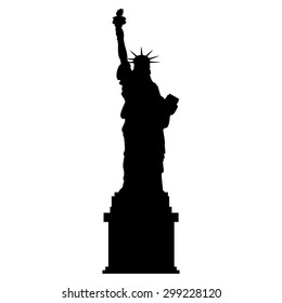 Black silhouette statue of liberty. Liberty statue New York city. Usa symbol. Independence day. Usa landmark