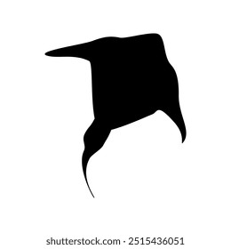 Black silhouette stingray, sea animal. Vector illustration, icon