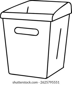Black silhouette of a storage box or bin design with transparent background