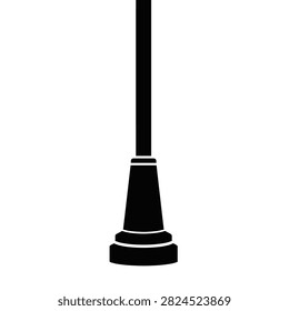 Black silhouette of a street lamp post base on a white background