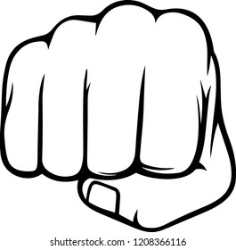 Black silhouette strong right hand fist punch sign vector graphic design