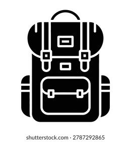 A black silhouette of a sturdy backpack suitable for outdoor adventures and travel